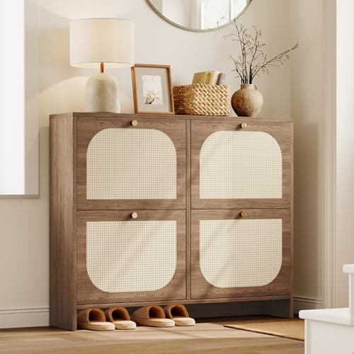 Nicetree Shoe Cabinet Storage for Entryway, Narrow Shoe Organizers with 4 Flip Drawers, Freestanding Large Shoe Rack with 3-Tier Adjustable Shelves for Hallway - Image 1