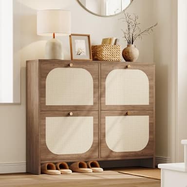 Nicetree Shoe Cabinet Storage for Entryway, Narrow Shoe Organizers with 4 Flip Drawers, Freestanding Large Shoe Rack with 3-Tier Adjustable Shelves for Hallway - Image 1