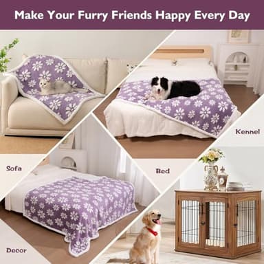 Yaning Waterproof Blanket for Dog Cat or Adult, Cute 3D Textured Flower Dog Blanket for Bed Couch Sofa, Soft Liquid Pee Proof Pet Furniture Protector, 50"x60", Purple - Image 4