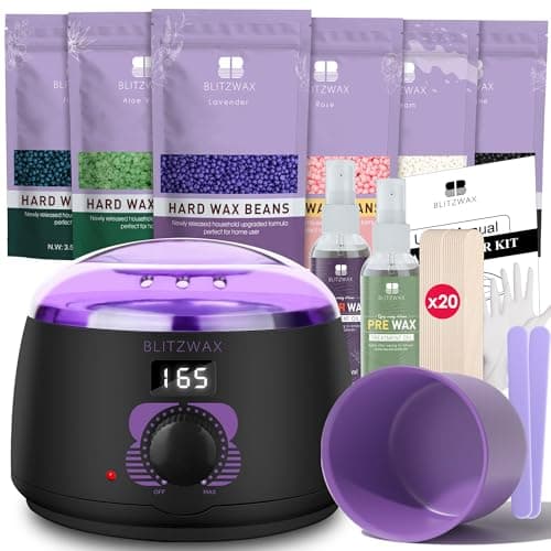 BLITZWAX Brazilian and Bikini Waxing Kit for Women, Hard Wax Warmer for Face, Legs and Body, At Home Hair Removal Kit, Beginner Friendly, Fast Heating, 51 Accessories, 6 Types Wax Bean Formula - Image 1