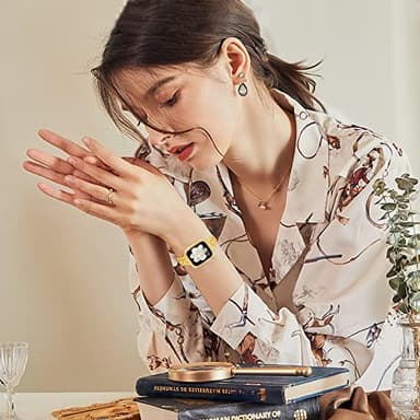 SUPOIX Compatible with Apple Watch Band 49mm + Case, Luxury Shiny Diamond Replacement Metal Strap for Women & Soft TPU Bumper Protective Case for iWatch Ultra(49mm,Gold) - Image 2