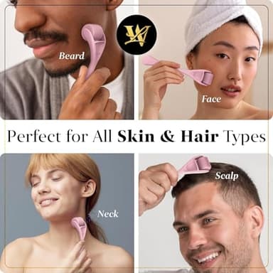 Derma Roller for Skin, Hair & Beard – Women and Men Titanium Microneedling Roller for Face & Scalp, Safe & Easy to Use - Pink - Image 3