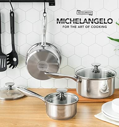 MICHELANGELO Stainless Steel Saucepan Set with Lids 1QT & 2QT & 3QT, Stainless Steel Sauce Pot Set 6pcs, Induction Saucepans, Nonstick Sauce Pan Set, Dishwasher Safe - Image 7