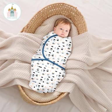 Cute Castle 3-Pack Baby Swaddle Sleep Sacks - Newborn Swaddle Sack - Ergonomic Baby Swaddles Blanket Warp for Boys and Girls - Baby Essentials (0-3 Months - Blue) - Image 4