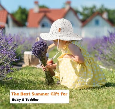 Baby Girl Sun Hat with UPF 50+ Outdoor Adjustable Toddler Beach Hat with Wide Brim Bucket Hats for Kids 6-24 Months - Image 2