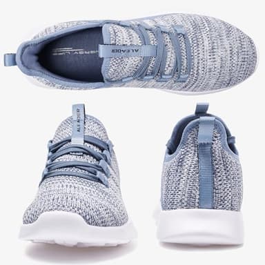 ALEADER Womens Fashion Sneakers Cloud Cushion Pure Running Shoes Slip On Walking Shoes Light Blue Size 8.5 US - Image 7