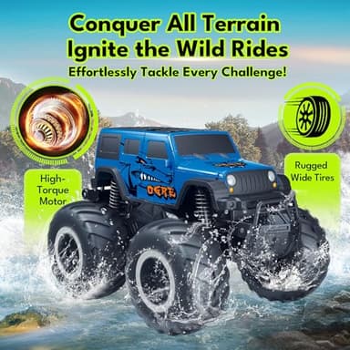 Threeking 1:16 Waterproof Monster Truck SUV Toys RC Cars Remote Control Car Truck Toys 4WD All Terrain Off-Road Car Toy Gifts Presents 6 7 8 9 10 11 12 Year Old Kids Boys Girls Toys - Image 3