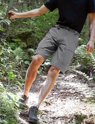 Shallowlulu Mens Cargo Hiking Shorts Water Resistant Quick Dry Lightweight Breathable Tactical Shorts with Nylon Belt(Grey 40W/10L) - Image 6