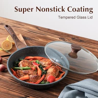 SENSARTE Nonstick Frying Pan Skillet with Lid, Omelet Pan with Cover, Healthy Cooking Chef's Pan, Kitchen Cooking Pan, Free of Intentionally Added PFOA/PFOS (12.5inch + Glass Lid) - Image 3