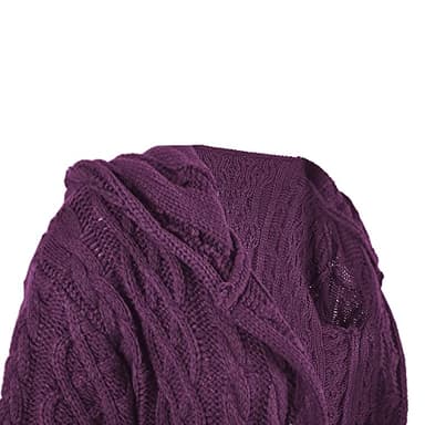 NIUBIA Womens Casual Long Sleeve Open Cardigan Warm Hooded Outwear Coat Cable Knit Long Cardigan Sweaters with Pockets Purple - Image 6