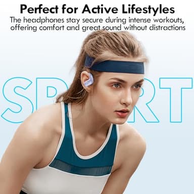 kurdene Wireless Earbuds Bluetooth Headphones Sport,Over Ear Buds with Deep Bass Sound,60Hrs Playtime Earphones Redesigned Comfort Fit with Earhooks for Running,Meeting,Workout-Purple - Image 4