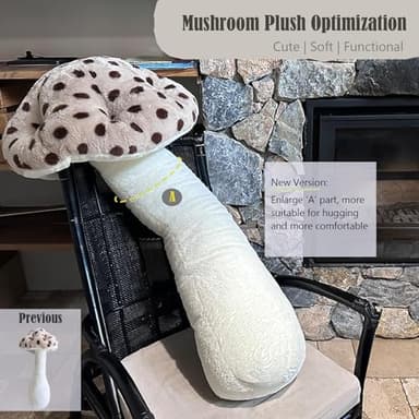 Hofun4U Mushroom Plush Pillow - 51 inch Mushroom Shaped Stuffed Long Pillow - Mushroom Stuffed Pillow - Christmas Birthday Sofa Home Decoration (Brown) - Image 2
