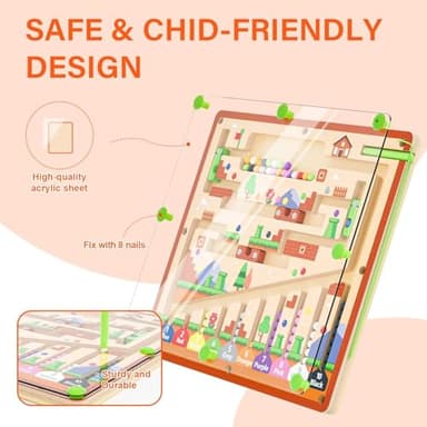 zhiwuzhu Montessori Toys,Magnetic Color and Number Maze,Wooden Toys for Ages 2-4,Toddler Fine Motor Skills Toys for Boys Girls - Image 4