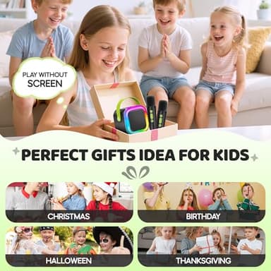 IROO Mini Karaoke Machine for Kids, 2025 TOP Toys Birthday Gifts Ideas for Girls Ages 4, 5, 6, 7, 8, 9, 10, 12+ Years Old, Portable MP3 Player with 2 Wireless Mics for Party - Image 4