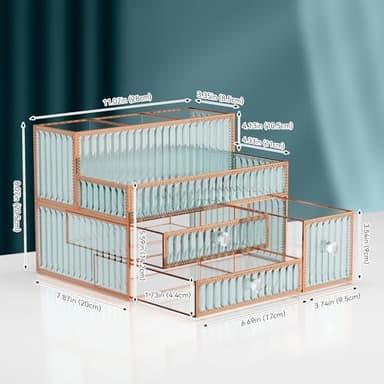 Youdepot Makeup Organizer Countertop - Tempered Glass Vanity Organizer for Cosmetics, Skincare, Hair Tools, Brushes, Perfume - Multipurpose Bathroom Counter Skincare Organizer - Image 6