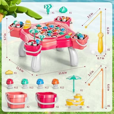 WATUDOU Magnetic Fishing Game for Kids Toddlers 3-5, 70 pcs Fishing Toys for Kids Toddlers 3-5, Table Toys Board Game Birthday Gifts for 3 4 5 6 7 8 Years Old Kid Toddler - Image 6