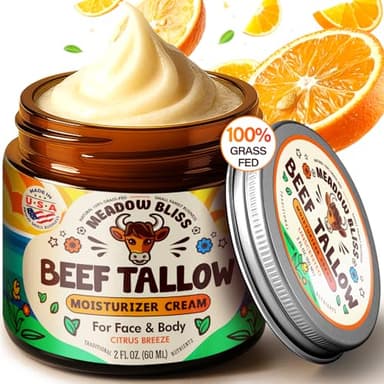 Meadow Bliss Beef Tallow for Skin - Moisturizer Cream - 100% Grass Fed - Whipped Beef Tallow - Organic Jojoba Oil - Organic Shea Butter - Supports Eczema, Rosacea+ - Made in USA - Citrus Breeze - 2 oz - Image 1