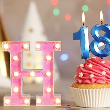 Foaky Pink Light up Letters，Pink Party Decorations,Girls Room Decor,Glitter Light Up Letters,Alphabet Letter Sign for Night Light Birthday Party Girls Gifts, Home Bar Decoration（F） - Image 6