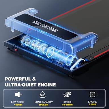 GORISE Walking Pad, Under Desk Treadmills for Home, Walking Pad, Treadmills for Home Foldable,Remote Control, LED Display, 3 in 1 Portable Walking Treadmill, 300 Lbs Capacity - Image 4