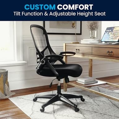 Flash Furniture Porter High Back Black Mesh Ergonomic Swivel Office Chair with Black Frame and Flip-up Arms - Image 8