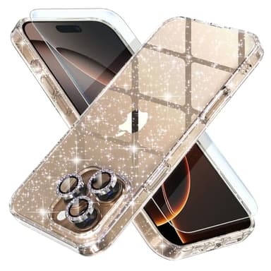 Choiche Compatible for iPhone 16 Pro Max Case Women Phone Case, Cute Bling Sparkly, Military Grade Protection, 3 Diamond Camera Lens Covers, 2 Tempered Glass Protectors, 6.9 inch (Glitter Clear) - Image 1