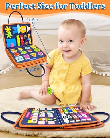 Exorany Busy Board Montessori Toys for 1 2 3 4 Year Old Boy & Girl Birthday Gifts, Busy Book Learning Sensory Toys for Toddlers 1-3 2-4, Toddler Travel Educational Activities Fine Motor Skills - Image 6
