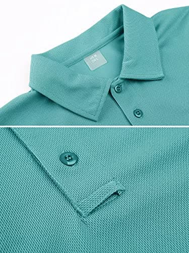 MAGCOMSEN Mens Polo T Shirts Short Sleeve Collared Work Shirt Dry Fit Tennis Top Moisture Wicking Shirt Grey Green S - Image 2