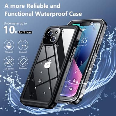 SPIDERCASE for iPhone 13 Case Waterproof, Built-in Lens & Screen Protector, Full Heavy Duty Protection, 12FT Military Shockproof, Dustproof, Anti-Scratched Phone Case,Black - Image 3