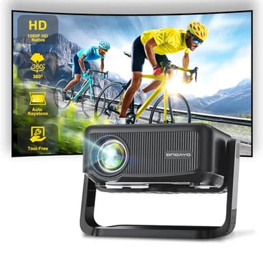 [360°Adjustable Stand] Mini Projector with WiFi and Bluetooth: Electric Focus & Auto Keystone 1080P 500 ANSI Bluetooth Projector, ONOAYO AY3 Portable Movie Phone Projector for Home Upgrade Black - Image 1