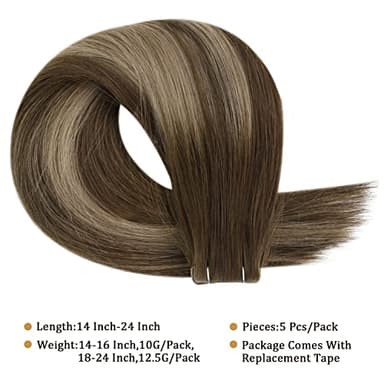 Full Shine Virgin Injection Tape in Hair Extensions Real Human Hair Color 4/27/4 Balayage Tape in Extensions 16 Inch Machine Remy Seamless Human 5Pcs 10Gram Invisible Injected - Image 5