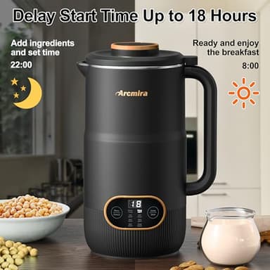 8 in 1 Nut Milk Maker, 8 Blade 35oz Homemade Almond, Oat, Coconut, Soy, Plant Based Milks and Non Dairy Beverages, Soy Milk Maker Machine with Delay Start/Keep Warm/Self-Cleaning/Boil Water - Image 7