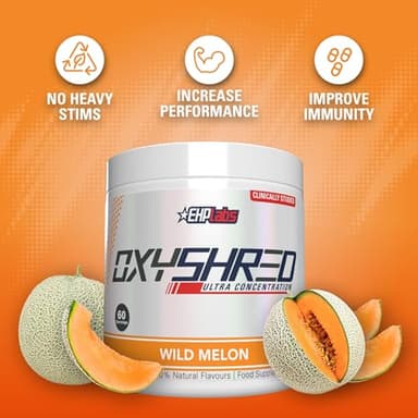 EHP Labs OxyShred Pre Workout Powder & Shredding Supplement - Preworkout Powder with L Glutamine & Acetyl L Carnitine, Energy Boost Drink - Wild Melon, 60 Servings - Image 4