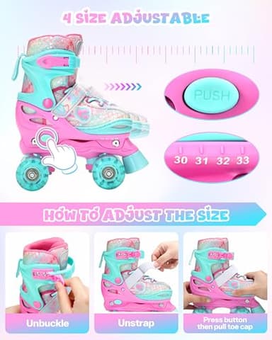 Sportneer Kids Roller Skates: 4 Size Adjustable Quad Skates with Light Up Wheels for 5-8 8-12 Girls Boys Toddlers Beginners, Birthday Gift Skates with Protective Gear Set for Outdoor Indoor - Image 5