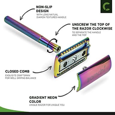 Safety Razor for Women,Safety Razor with 5 Blades,Women Razor with a Delicate Box,Free of Plastic (Stand Style Rainbow Razor) - Image 6