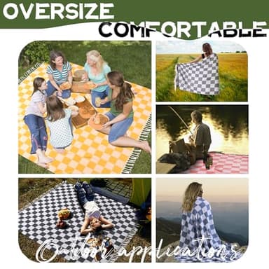 Large Picnic Blanket Outdoor Law Park Grass Patio Mat Manta Para Soft Car Travel Essentials Road Trip Summer Vacation Stuff Outside Accessories Roadtrip Camping Gear Rv Must Haves Glamping Tent Gadget - Image 6