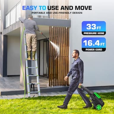 Commowner 5000PSI Electric Pressure Washer, 2025 4.0 GPM High Power Washer Machine, with Adjustable Nozzle and Soap Bottle for Cars/Fences/Driveways/Home/Patios (Light Green) - Image 7