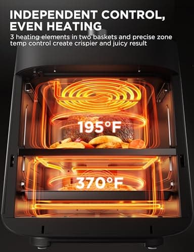 Midea Dual Basket Air Fryer Oven 11 Quart 8 in 1 Functions, Clear Window, Smart Sync Finish, Works with Alexa, Wi-Fi Connectivity, 50+ App Recipes for family meals, Bake, Roast, Grill, Broil, Toast - Image 5