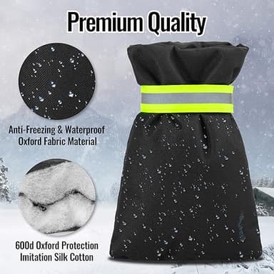 OYOUNGNI Outdoor Faucet Covers for Winter Freeze Protection, Waterproof Thickened Socks, Reusable Insulated Spigot Cover, 8.3" H x 5.9" W, 3 Pack Black - Image 3