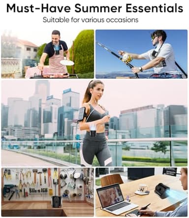 AI Portable Waist Fan, 6-Speed 16000RPM Strong Turbo Airflow, 40H Max Cooling Battery Powered Personal Fan Rechargeable, Hands-Free Shirt/Belt/Neck Fan for Work, Outdoor, Travel, Gift for Men - Image 8
