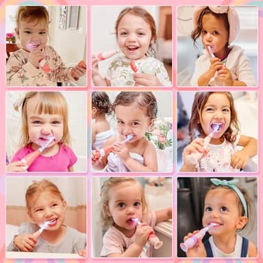Papablic Toddler Sonic Electric Toothbrush Kids for Ages 1-3 Years, Baby Electric Toothbrush with Cute Unicorn Cover and Smart LED Timer, 4 Brush Heads (Doris) - Image 6