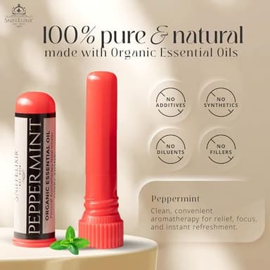 Peppermint Inhaler Nasal Stick - Aromatherapy Nasal Inhaler, Portable Nose Inhaler Stick, Non Drowsy Motion Sickness Stick with Peppermint Essential Oil, Aromatherapy Inhaler Stick, Aroma Inhaler - Image 3