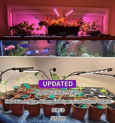 LEOTER Grow Light for Indoor Plants - Upgraded Version 80 LED Lamps with Full Spectrum & Red Blue Spectrum, 3/9/12H Timer, 10 Dimmable Level, Adjustable Gooseneck,3 Switch Modes - Image 4