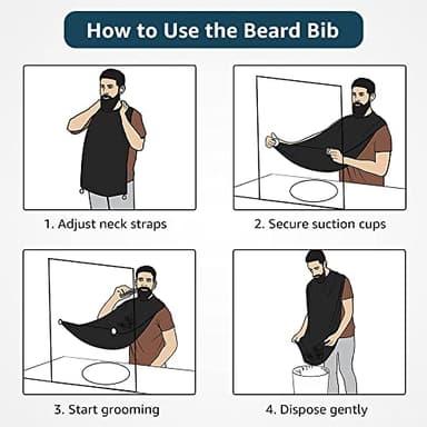 VUELANE Beard Bib Beard Apron, Beard Bib Hair Catcher for Men Shaving, Non-Stick Beard Bib Apron for Men with Strong Suction Cups, Gifts for Men Husband, Grooming Kit for Men - Black - Image 5