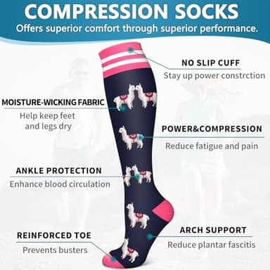 Bluemaple 6 Pack Copper Compression Socks for Women and Men Circulation-Best Support for Medical, Running,Nursing,Athletic - Image 5
