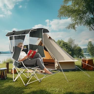 Nice C Chair with Canopy, Umbrella Chairs, Chair with Shades, Sports Chairs, w/Removable Footrest, Cooler Bag, Cup Holder for Camping, Fishing, Sports, Beach (2-P Green) - Image 9