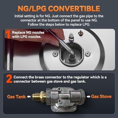 Gas Cooktop 24 Inch ROVLEP, Gas Stove Top Built-in 4 Burners Stainless Steel Total 31,600 BTU, 24 Inch NG/LPG Convertible Propane Cooktops Dual Fuel, RV Stove Top with Thermocouple Protect - Image 8