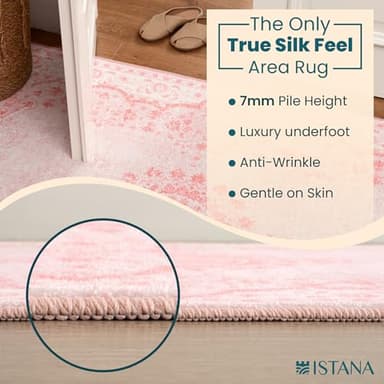 Istana 4x6 Area Rug - Pink Rugs for Living Room 4x6 - Foldable Rugs for Bedroom - Stain Resistant Washable Rug - Eco-Friendly Boho Area Rugs - Easy to Clean Living Room Rug 4 x 6 - Image 6