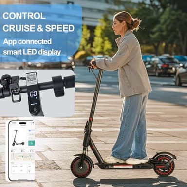 Adults Electric Scooter ，8.5"/10" Tires, 19/22Mph, 350W/500W Motor, 21-28 Miles Range, Folding E-Scooter with Dual Suspension and Braking System with App Control (W4Pro-10.4Ah-22Miles) - Image 4