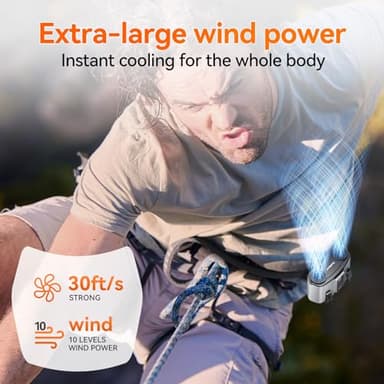 Astaowl 24000mAh Personal Waist Fan, USB Rechargeable Clip The Waist For Working,10 Speed & 40H Cooling and Heatstroke Prevention For Outdoor Travel Camping (Grey, 24000mAh) - Image 4