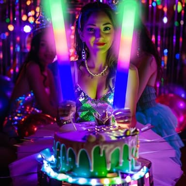 pelreame 55 Pcs LED Foam Glow Sticks Bulk,Foam Light Up Sticks 3 Modes of Color Flashing,Glow in The Dark Party Supplies for Birthday,Wedding,Raves,Carnival,New Year,Concert,Halloween Christmas - Image 7